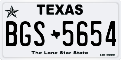 TX license plate BGS5654