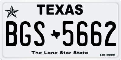 TX license plate BGS5662