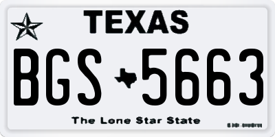 TX license plate BGS5663