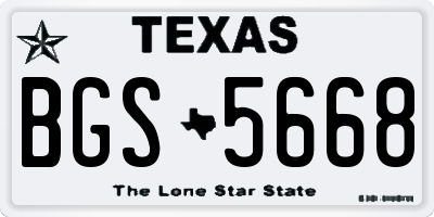 TX license plate BGS5668