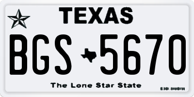 TX license plate BGS5670