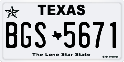 TX license plate BGS5671