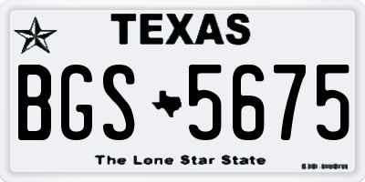 TX license plate BGS5675