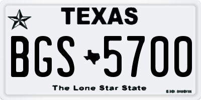 TX license plate BGS5700