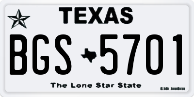 TX license plate BGS5701