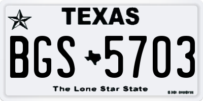 TX license plate BGS5703