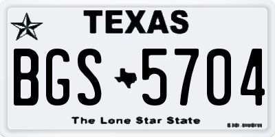 TX license plate BGS5704