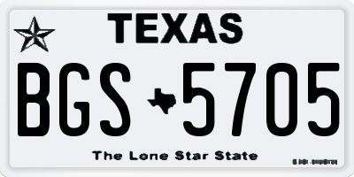 TX license plate BGS5705