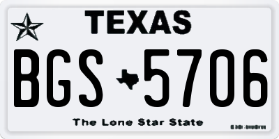 TX license plate BGS5706