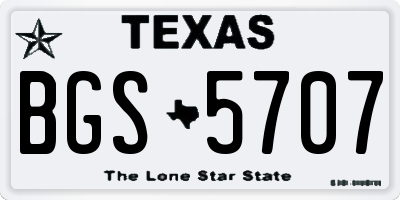 TX license plate BGS5707