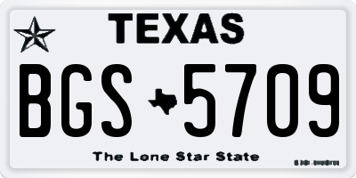TX license plate BGS5709