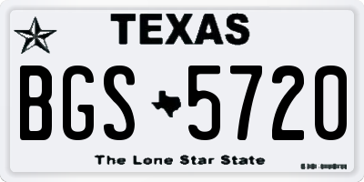 TX license plate BGS5720