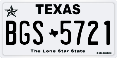 TX license plate BGS5721