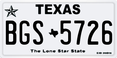 TX license plate BGS5726