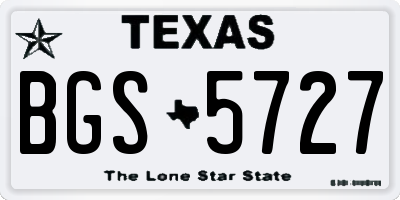 TX license plate BGS5727