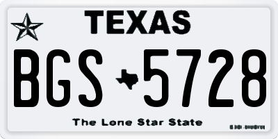 TX license plate BGS5728