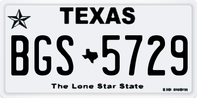 TX license plate BGS5729