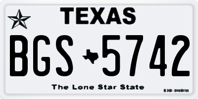 TX license plate BGS5742