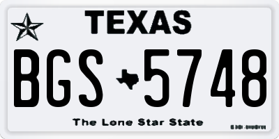 TX license plate BGS5748