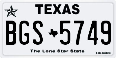 TX license plate BGS5749