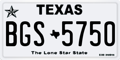 TX license plate BGS5750