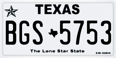 TX license plate BGS5753