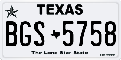 TX license plate BGS5758