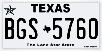 TX license plate BGS5760