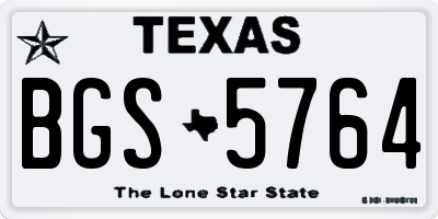 TX license plate BGS5764