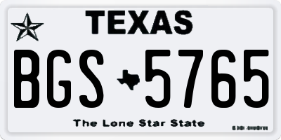 TX license plate BGS5765