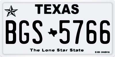 TX license plate BGS5766