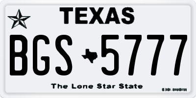 TX license plate BGS5777