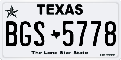 TX license plate BGS5778