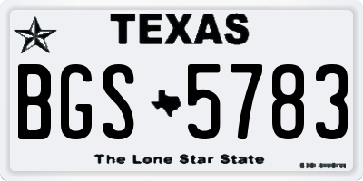 TX license plate BGS5783