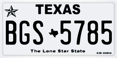 TX license plate BGS5785