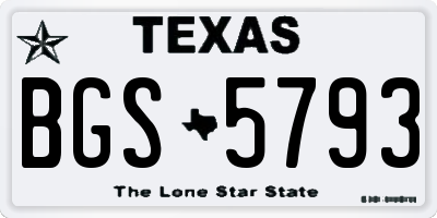 TX license plate BGS5793