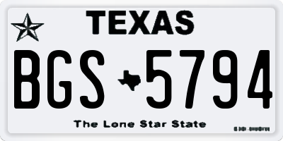 TX license plate BGS5794