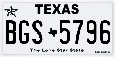 TX license plate BGS5796