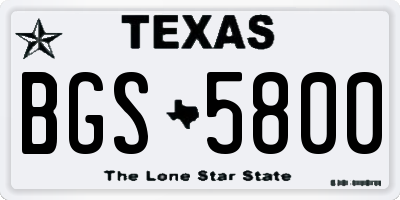 TX license plate BGS5800