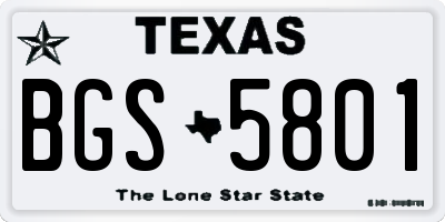 TX license plate BGS5801