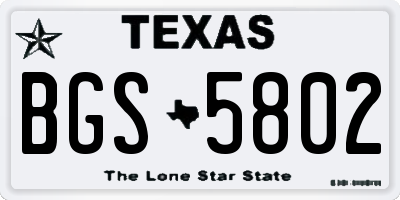 TX license plate BGS5802