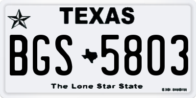 TX license plate BGS5803