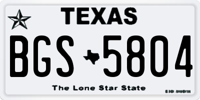 TX license plate BGS5804