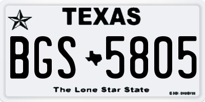 TX license plate BGS5805