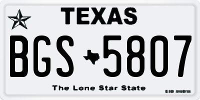 TX license plate BGS5807