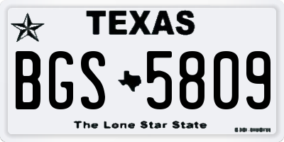 TX license plate BGS5809