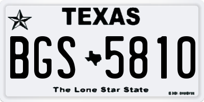 TX license plate BGS5810