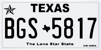 TX license plate BGS5817