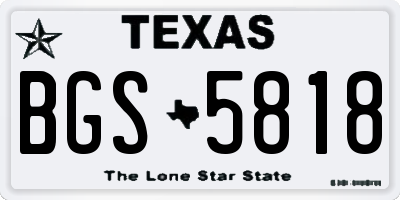 TX license plate BGS5818