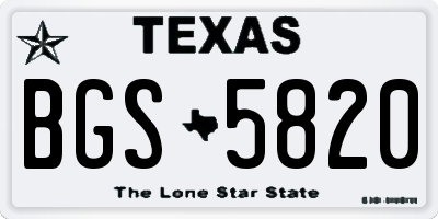 TX license plate BGS5820